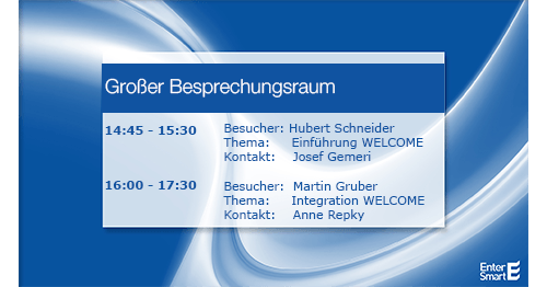 Funktion WELCOME Raumbuchungsübersicht